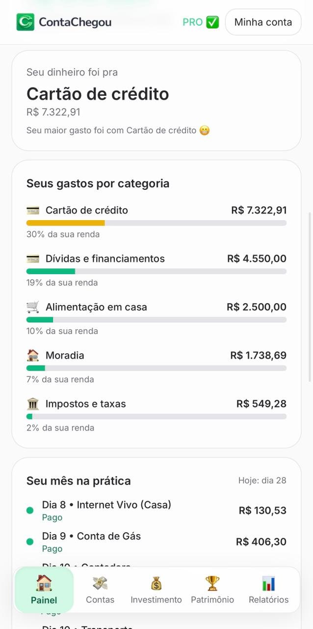 Tela 1 do aplicativo ContaChegou